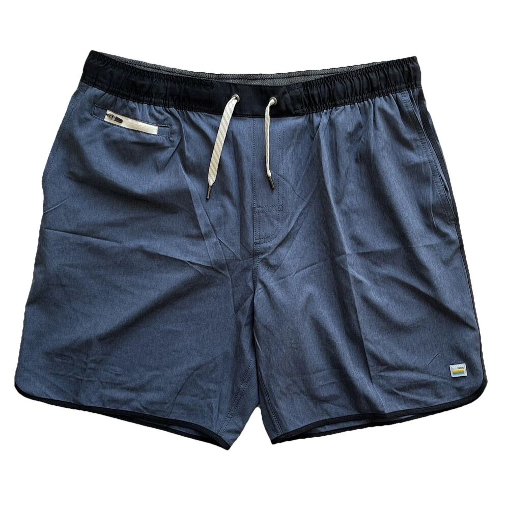 Vuori Banks Shorts Mens XL Blue Drawstring Unlined Stretch Gym Activewear Run 7”
